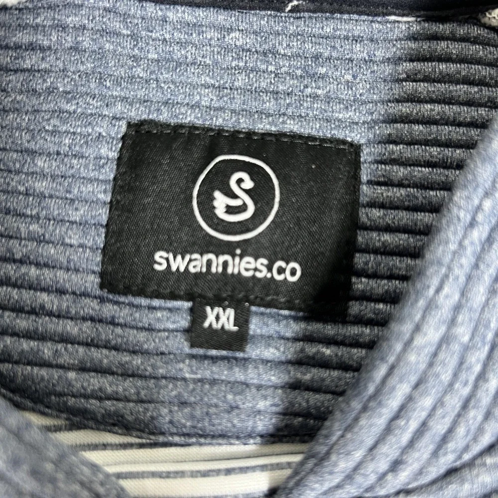 Swannies Sweater Mens 2XL Blue Quarter Zip Pullover Textured Golf 100% Polyester